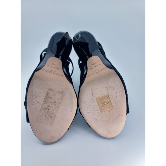 Jimmy Choo Black Suede Studded Open Toe Bondage Booties Size 38 - Picture 5 of 6